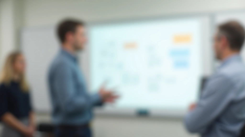 Persoon presenteert voor whiteboard met notities en diagrammen, klaslokaal setting, heldere visualisatie van argumenten
